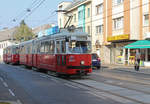 Wien Wiener Linien SL 49 (E1 4554 + c4 1356) XIV, Penzing, Hütteldorf, Linzer Straße am 18. Oktober 2018. - Hersteller und Baujahr der beiden Wagen: Bombardier-Rotax, vorm. Lohnerwerke, in Wien-Floridsdorf 1976.