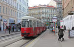 Wien Wiener Linien SL 5 (c4 1360 (Bombardier-Rotax 1976) + E1 4540 (Bombardier-Rotax 1975)) XX, Brigittenau, Hst. Rauscherstraße am 14. Feber / Februar 2019.