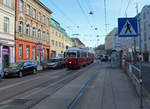 Wien-Wiener Linien SL 49 (E1 4519 (Lohnerwerke 1973) + c4 1363 (Bombardier-Rotax, vorm. Lohnerwerke, 1976)) XIV, Penzing, Hütteldorf, Linzer Straße / Satzberggasse am 14. Feber / Februar 2019.