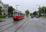 Wien Wiener Linien SL 25 (E2 4063 (SGP 1986) + c5 1463 (Bombardier-Rotax 1985)) XXII, Donaustadt, Kagran, Erzherzog-Karl-Straße / Arminenstraße am 9.