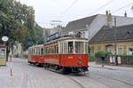 Wien: Die Wiener Straßenbahnen vor 50 Jahren: SL 39 (L1 2570 + m3 5412) XIX, Döbling, Untersievering, Endstation Sievering am 28.