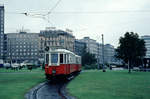 Wien: Die Wiener Straßenbahnen vor 50 Jahren: M 4062 mit einem Beiwagen des Typs m3 als SL 25 auf dem Praterstern. Datum: Ende August 1969. - Der Tw M 4062 wurde 1928 von der Simmeringer Waggonfabrik hergestellt. - Scan eines Diapositivs. Film: AGFA CT 18. Kamera: Canon Canonet QL28.