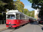 Wien Wiener Linien SL 49 (E1 4539 + c4 1357) XIV, Penzing, Hütteldorf, Bujattigasse (Endstation, Einstieg) am 17. Oktober 2019.
