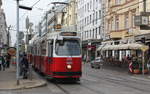 Wien Wiener Linien SL 49 (E2 4055 (SGP 1986) + c5 1455 (Bombardier-Rotax 1985)) XIV, Penzing, Hütteldorfer Straße / Reinlgasse / Breitenseer Straße am 17.