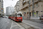 Wien Wiener Stadtwerke-Verkehrsbetriebe / Wiener Linien: Gelenktriebwagen des Typs E1: E1 4527 + c3 1278 auf der SL O Invalidenstraße / Ditscheinergasse am 6. August 2010. - E1 4527: Bombardier-Rotax, vorm. Lohnerwerke, 1973; c3 1278: Lohnerwerke 1961. - Neuer Scan eines Farbnegativs. Film: Kodak FB 200-7. Kamera: Leica C2.