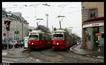 Endstelle Dornbach mit 2 E1 und einem ULF im Hintergrund. Aufgenommen am 15.02.10