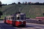 Wien Wiener Stadtwerke-Verkehrsbetriebe (WVB) SL 43 (L4 592 (SGP 1961)) XVII, Dornbach, Vollbadgasse am 18. Juni 1971. - Scan eines Diapositivs. Film: Agfa CT 18. Kamera: Minolta SRT 101.