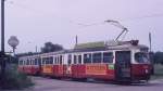 Wien Wiener Stadtwerke-Verkehrsbetriebe (WVB) SL AK (E1 4478 (Lohnerwerke 1968)) II, Leopoldstadt, Engerthstraße / Stadion im Juli 1975.