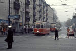 Wien Wiener Stadtwerke-Verkehrsbetriebe (WVB) SL 45 (L (L4) 548 (SGP 1961)) / SL J (L3 494 (Lohnerwerke 1959)) XVI, Ottakring, Thaliastraße / Maroltingergasse am 1. November 1975. - Scan eines Farbnegativs. Film: Kodak Ektachrome. Kamera: Minolta SRT-101.