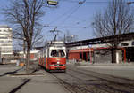 Wien Wiener Stadtwerke-Verkehrsbetriebe (WVB) SL 25 (E1 4682 (SGP 1968)) II, Leopoldstadt, Praterstern im Dezember 1980. - Scan eines Diapositivs. Film: Kodak Ektachrome. Kamera: Leica CL.