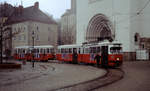 Wien Wiener Linien SL J (E1 4529 (Bombardier-Rotax, vorm. Lohnerwerke, in Wien-Floridsdorf 1973) Ottakringer Straße / Johannes-Krawarik-Gasse am 19. März 2000. - Scan eines Diapositivs. Film: Kodak Ektachrome ED3. Kamera: Leica CL.