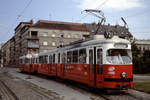 Wien Wiener Stadtwerke-Verkehrsbetriebe (WVB) SL 21 (E1 4666 (SGP 1967) + c3 1194 (Lohnerwerke 1960)) II, Leopoldstadt, Wehlistraße / Stadlauer Brücke (Endstation) im Juli 1992.