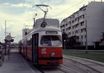 Wien Wiener Linien SL 25 (E1 4806 (SGP 1973)) XXI, Floridsdorf, Leopoldau, Kürschnergasse (Endstation S-Bhf. Leopoldau) im Juli 2005. - Scan eines Diapositivs. Film: Kodak Ektachrome ED-3. Kamera: Leica CL.