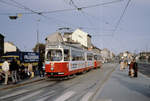 Wien Wiener Statdtwerke-Verkehrsbetriebe (WVB) SL 64 (E2 4017 (SGP 1978)) XII, Meidling, Eichenstraße / Philadelphiabrücke im Oktober 1979. - Scan eines Diapositivs. Film: Kodak Ektachrome. Kamera: Leica CL.