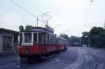 Wien Wiener Stadtwerke-Verkehrsbetriebe (WVB) SL B (M 4011 (Grazer Waggonfabrik 1927)) XXII, Donaustadt, Kaisermühlen, Schüttauplatz im August 1969.