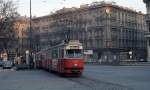 Wien Wiener Stadtwerke-Verkehrsbetriebe (WVB) SL A (E1 4480 (Lohnerwerke 1968)) I, Innere Stadt, Schubertring / Schwarzenbergstraße am 26. Jänner 1974. - Scan eines Diapositivs. Film: Kodak Ektachrome. Kamera: Minolta SRT-101.