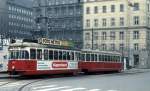 Wien Wiener Stadtwerke-Verkehrsbetriebe (WVB) SL T (L3 457 (Lohnerwerke 1957, UB aus L2 2554))) I, Innere Stadt, Wipplingerstraße am 27. Jänner 1974. - Scan eines Diapositivs. Film: Kodak Ektachrome. Kamera: Minolta SRT-101.