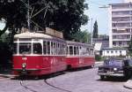 Wien Wiener Stadtwerke-Verkehrsbetriebe (WVB) SL J (L3 498 (Lohnerwerke 1960)) XVI, Ottakring, Montleartstraße / Thaliastraße am 17. Juli 1974. - Scan eines Diapositivs. Film: AGFA CT 18. Kamera: Minolta SRT-101.