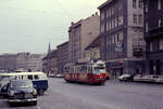 Wien Wiener Stadtwerke-Verkehrsbetriebe (WVB) SL O (E1 4755 (SGP 1971)) II, Leopoldstadt, Franzenbrückenstraße am 19. Juli 1974. - Scan eines Diapositivs. Film: AGFA CT 18. Kamera: Minolta SRT-101. 