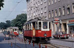 Wien Wiener Stadtwerke-Verkehrsbetriebe (WVB) SL 62 (M 4092 (Lohnerwerke 1929)) XII, Meidling, Breitenfurter Straße / Schedifkaplatz / Philadelphiabrücke im Juli 1975.