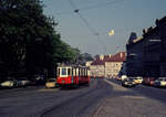 Wien Wiener Stadtwerke (WVB) SL D/ (M 4137 (Simmeringer Waggonfabrik 1929)) XIX, Döbling, Nußdorf, Zahnradbahnstraße am 30. April 1976. - Scan eines Diapositivs. Kamera: Leica CL.  