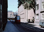 Wien Wiener Stadtwerke-Verkehrsbetriebe (WVB) SL G2 (L4 606 (SGP 1962)) III, Landstraße, Kolonitzgasse im Juli 1977.