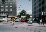 Wien Wiener Stadtwerke-Verkehrsbetriebe (WVB) SL J (T2 448 (Lohnerwerke 1955; Umbau aus T 419)) III, Landstraße, Erdbergstraße / Landstraßer Hauptstraße im Juli 1977.