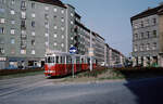 Wien Wiener Stadtwerke-Verkehrsbetriebe (WVB) SL 6 (c2 1070 (Lohnerwerke 1957)) X, Favoriten, Gellertplatz im Juli 1977.