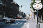 Wien Wiener Stadtwerke-Verkehrsbetriebe (WVB) SL 9 (E1 4840 (SGP 1975)) XVI, Ottakring, Panikengasse / Koppstraße im Juli 1977. - Scan eines Diapositivs. Kamera: Leica CL.