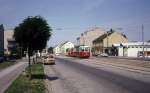 Wien WVB SL 132 (F 724) Russbergstrasse / Berlagasse im Juli 1977.