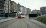 Wien WVB SL N (E 4401) Franz-Josefs-Kai / Schwedenplatz im Dezember 1980.