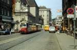 Wien WVB SL 1 (E1 4804) Taborstrasse / Lassinggleithnerplatz im Juli 1982.