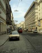 Wien WVB SL 49 (E1 4483) Siebensterngasse / Stiftgasse im Juli 1992.