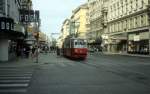 Wien WVB SL 58 (E1 4750) Mariahilfer Strasse / Neubaugasse im Juli 1992.