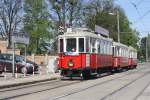 WTM M 4101 + m2 5211 + m2 5210 am 25.April 2015 als Zubringer zum Wiener Tramwaytag in der Haltestelle Zentralfriedhof Tor 1.