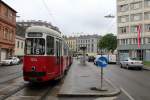 Wien Wiener Linien SL 5 (c4 1314 + E1 4814) Am Tabor / Taborstrasse (Hst. Am Tabor) am 2. Mai 2015.