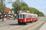 WTM M 4101 + m2 5211 + m2 5210 am 25.April 2015 als Zubringer zum Wiener Tramwaytag zwischen den Haltestell Hauptwerkstätte und Zentralfriedhof Tor 4.