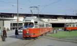 Wien WVB SL 16 (E1 4699 + c2/3 - der Tw gehörte zur E1-Serie 4631 - 4868, die in den Jahren 1966 bis 1976 von der Firma SGP gebaut wurde) Praterstern am 29. August 1969. - Neuer Scan direkt vom Negativ. Film: Kodacolor X. Kamera: Kodak Retina Automatic II.