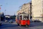 Wien VVB SL 52 (Fuchs (Heidelberg) A 7 (1944) + Simmeringer Waggonfabrik m3 53xx (1929) Babenbergerstraße / Messeplatz / Getreidemarkt am 14. Juni 1971. - Scan von einem Farbnegativ. Film: Kodacolor X. Kamera: Kodak Retina Automatic II.