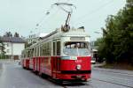 Wien WVB SL 60 (E1 4531 (ROTAX, vorm. Lohner, 1973) + c2/c3) Preyergasse am 16. Juli 1974. -  Der E1 4531 kam am 15. Juni 1911 nach Kattowitz. - Scan von einem Farbnegativ. Film: Kodacolor II. Kamera: Kodak Retina Automatic II.