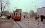 Wien Wiener Verkehrsbetriebe Allerheiligenverkehr 1975: M 4081 + m + m als SL 29Z Zentralfriedhof 2. Tor am 1. November 1975. - Scan von einem Farbnegativ. Film: Kodacolor II. Kamera: Kodak Retina Automatic II.