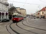 Wien Wiener Linien SL 49 (E1 4535 + c4 1370) Burggasse / Breite Gasse am 19. Februar 2016.