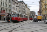 Wien Wiener Linien SL 71 (E2 4307 + c5 1507 / c5 1489) Landstraße, Rennweg am 15. Februar 2016.
