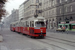 Wien Wiener Stadtwerke-Verkehrsbetriebe (WVB) SL AK (E1 4492) I, Innere Stadt, Franz-Josefs-Kai / U-Bahnstation Schottenring im Oktober 1978.