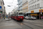 Wien Wiener Linien SL 49 (E1 4538 + c4 1359) XV, Rudolfsheim-Fünfhaus, Märzstraße / Schweglerstraße am 19. Oktober 2016. - Benannt wurde die Schweglerstraße 1875 nach Johann Schwegler, der von 1820 bis 1902 lebte und 1872 - 1879 Bürgermeister von Rudolfsheim war. Schwegler war Kaffeesieder, ein sehr wichtiger Beruf in der Kaffeestadt Wien. 