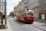 Wien WVB SL 46 (E1 4531 (Bombardier-Rotax 1973)) XVI, Ottakring, Thaliastraße / Maroltingergasse im Juli 1982.