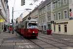 Wien Wiener Linien SL 5 (E1 4743 + c4 1336) VII, Neubau, Kaiserstraße / Westbahnstraße am 17. Februar 2017.