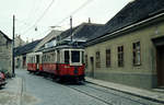 Wien: Die Wiener Straßenbahnen vor 50 Jahren: SL 39 (L1 2570 + m2 5***) XIX, Döbling, Untersievering, Sieveringer Straße am 28. August 1969. - Die SL 39 wurde 1970 eingestellt. - Scan eines Diapositivs. Film: AGFA CT 18. Kamera: Canon Canonet QL28.