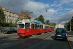 Die Wiener Linie 49 war im Oktober 2018 das letzte Einsatzgebiet der E1-c4-Züge auf der südwestlichen Donauseite.