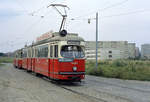 Wien Wiener Stadtwerke-Verkehrsbetriebe SL 167 (E1 4493 (Lohnerwerke 1969)) X, Favoriten, Rothneusiedl, Favoritenstraße am 2. August 1972. - Neuer Scan eines Farbnegativs. Film: Kodak Kodacolor X. Kamera: Kodak Retina Automatic II.